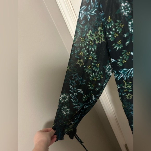 H&M CONSCIOUS Sheer Recycled Poly mini Dress Floral Sz 14 - Picture 5 of 5